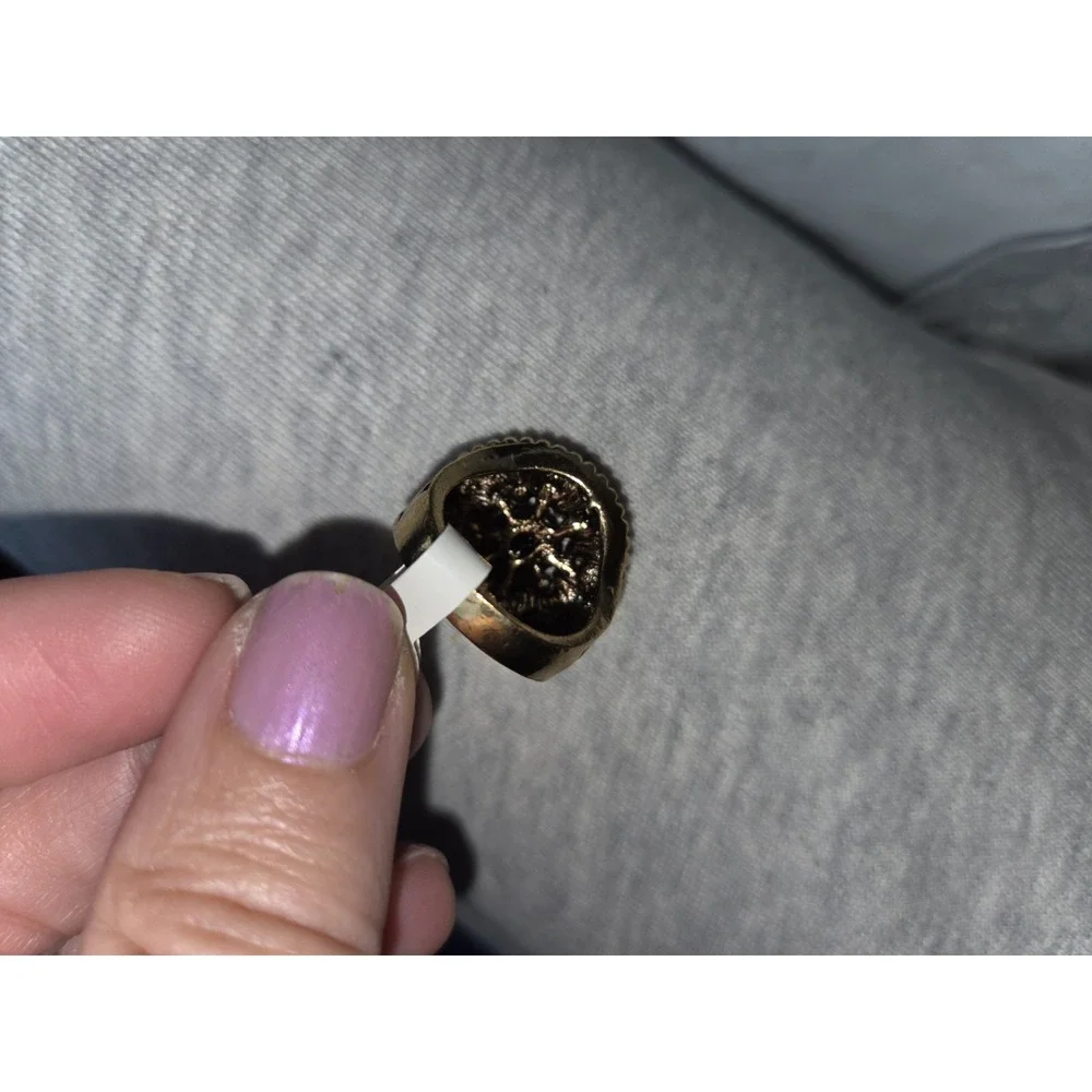 Large Boho Rose Gold Plated Black And White Cz Ring. 7
